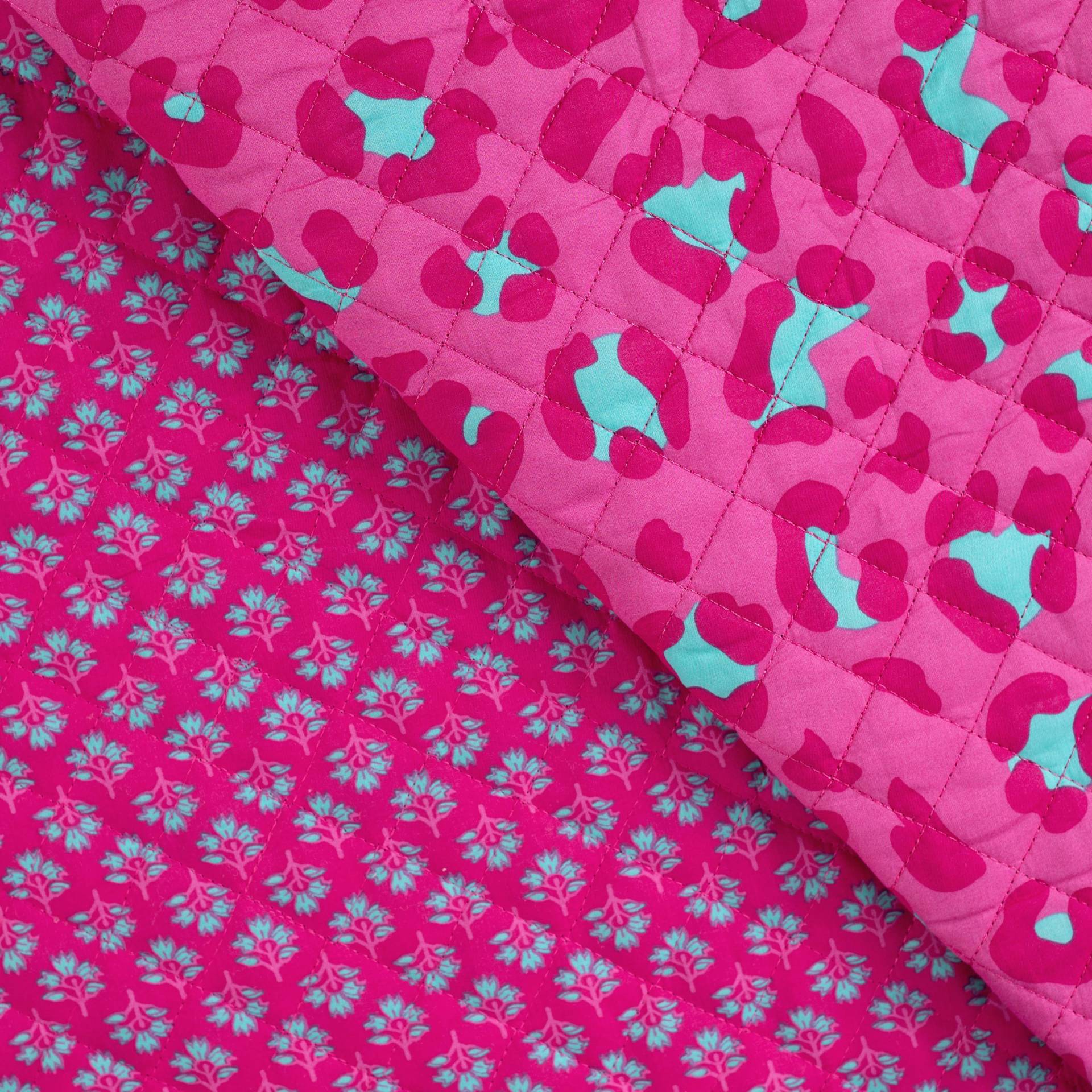 Steppstoff Doubleface Enjoy Bright Horizon Leo Love, pink von Stoffe Hemmers