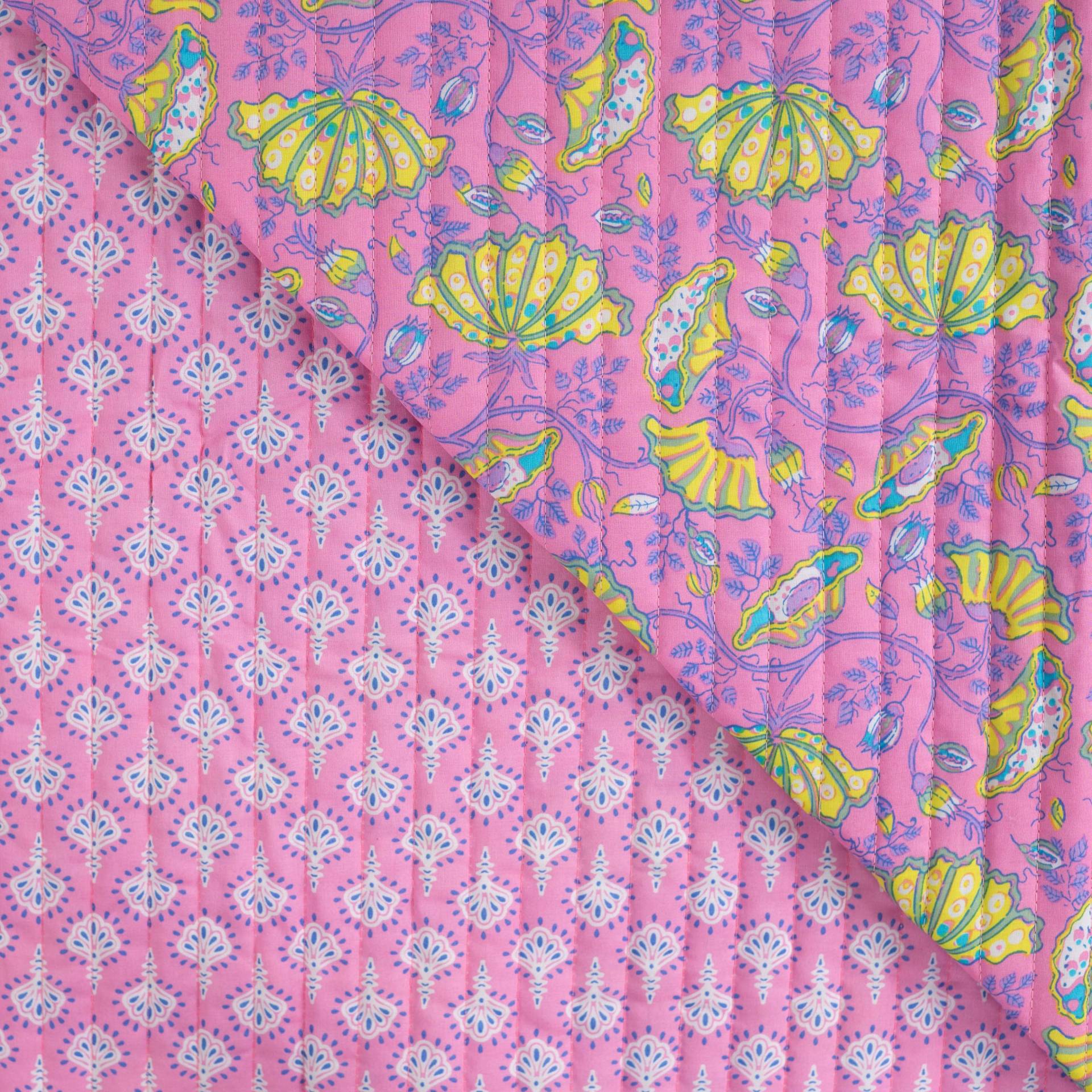 Steppstoff Doubleface Enjoy Sorbet Beach Orient Flowers, rosa von Stoffe Hemmers