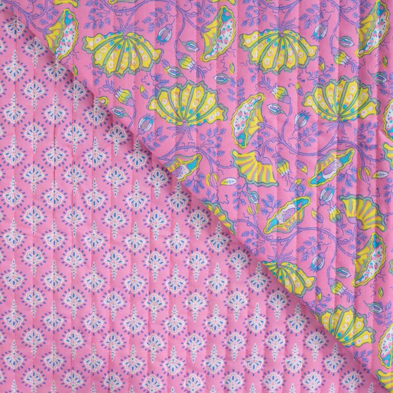 Steppstoff Doubleface Enjoy Sorbet Beach Orient Flowers, rosa von Stoffe Hemmers