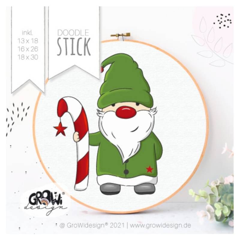 Stickdatei GroWiDesign XMAS Wichtel 1 Zuckerstange von Stoffe Hemmers