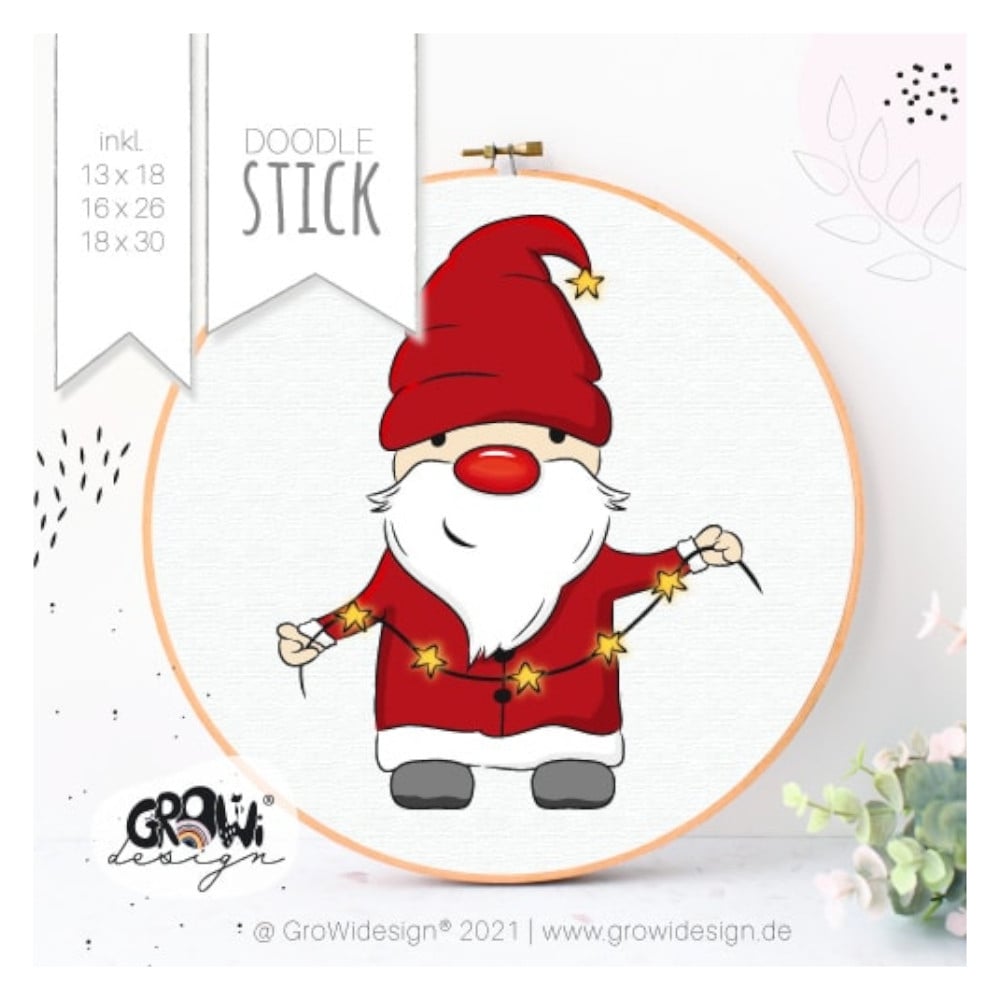 Stickdatei GroWiDesign XMAS Wichtel 2 Lichterkette von Stoffe Hemmers