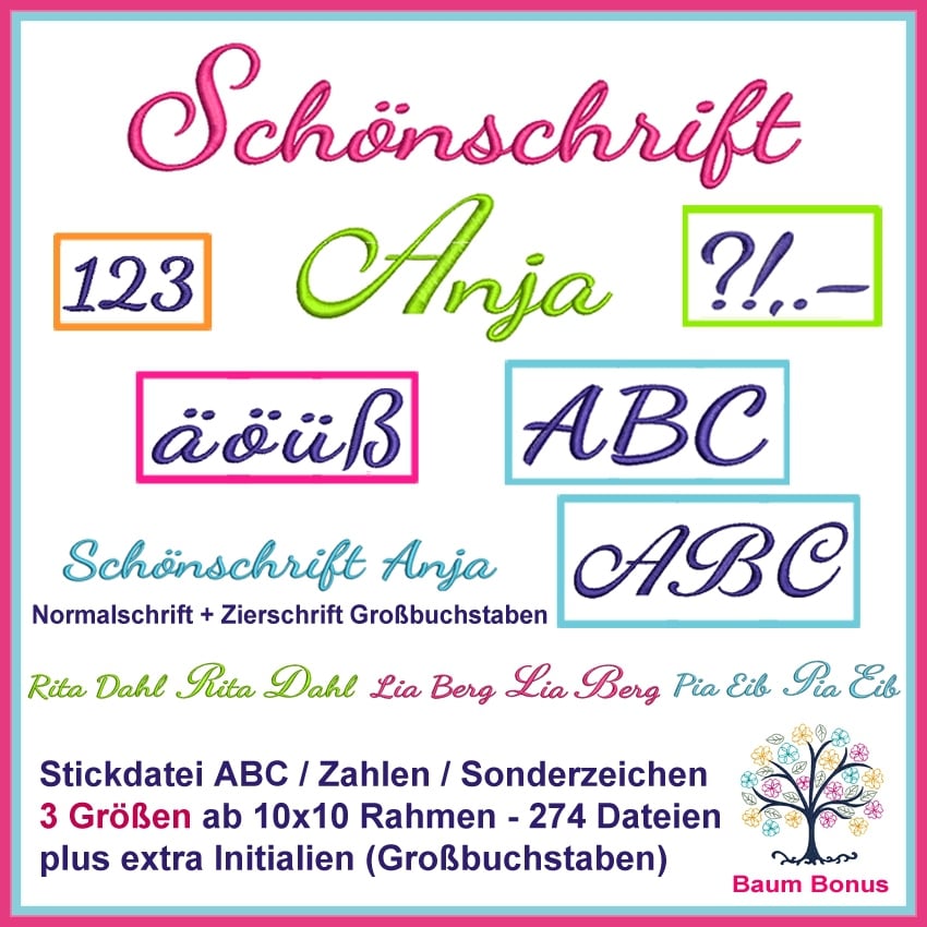 Stickdatei Rock Queen ABC Anja Schönschrift von Stoffe Hemmers