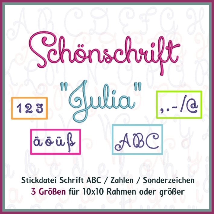 Stickdatei Rock Queen ABC Julia Schönschrift von Stoffe Hemmers