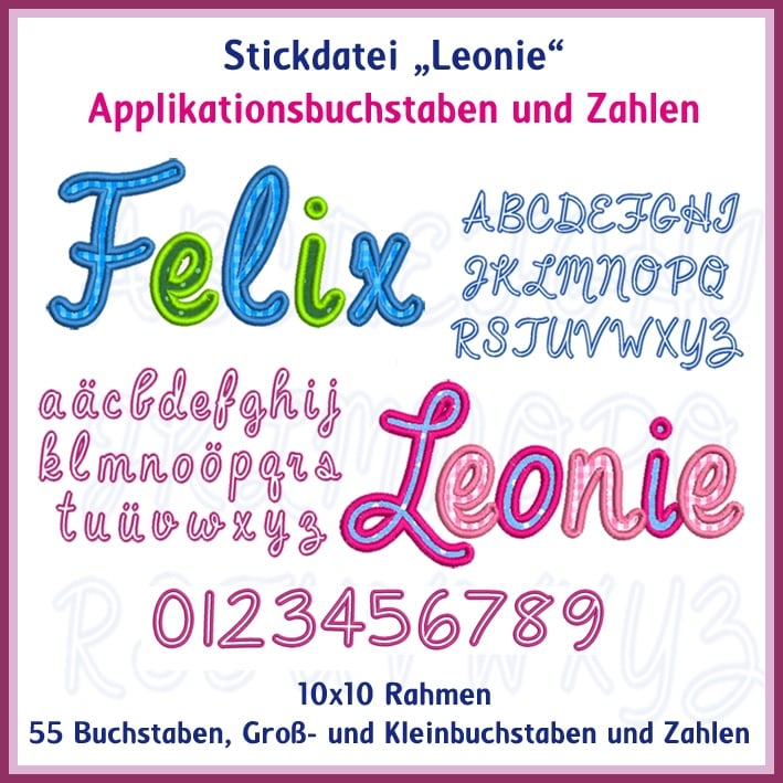 Stickdatei Rock Queen ABC Leonie Applikationsbuchstaben und Zahlen von Stoffe Hemmers