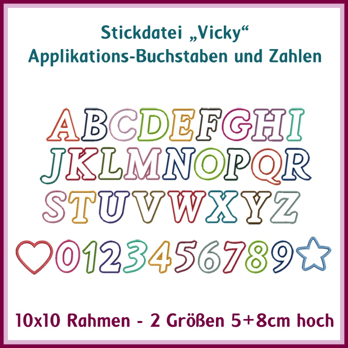 Stickdatei Rock Queen ABC Vicky Applikations-Buchstaben von Stoffe Hemmers