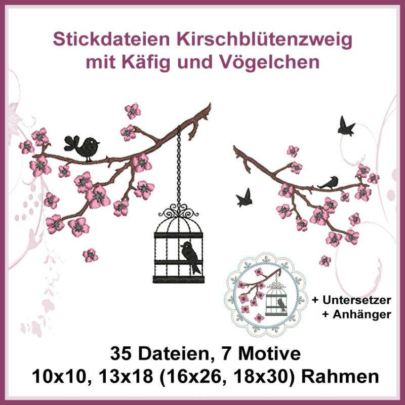 Stickdatei Rock Queen ASIA Kirschblüte von Stoffe Hemmers