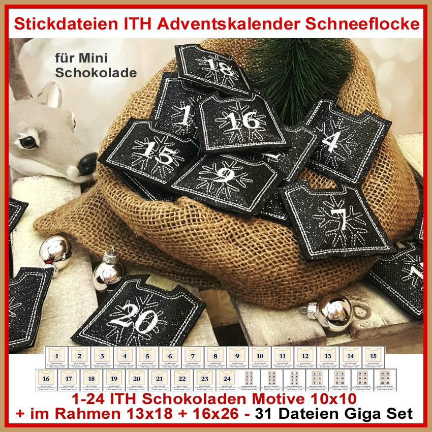 Stickdatei Rock Queen Adventskalender Schoki Schneeflocke Stickdatei Rock Queen Adventskalender Schoki Schneeflocke von Stoffe Hemmers