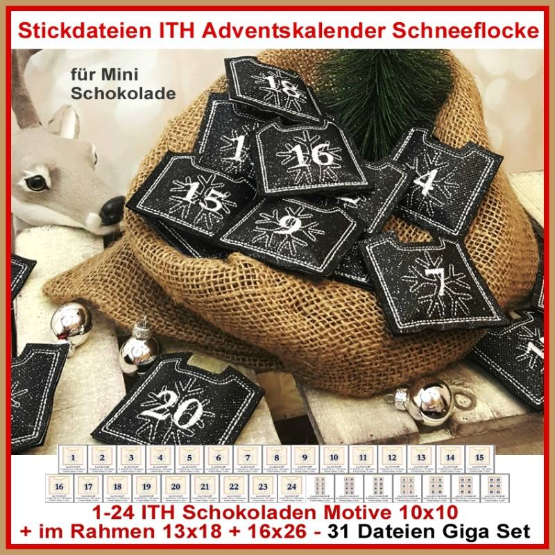 Stickdatei Rock Queen Adventskalender Schoki Schneeflocke von Stoffe Hemmers