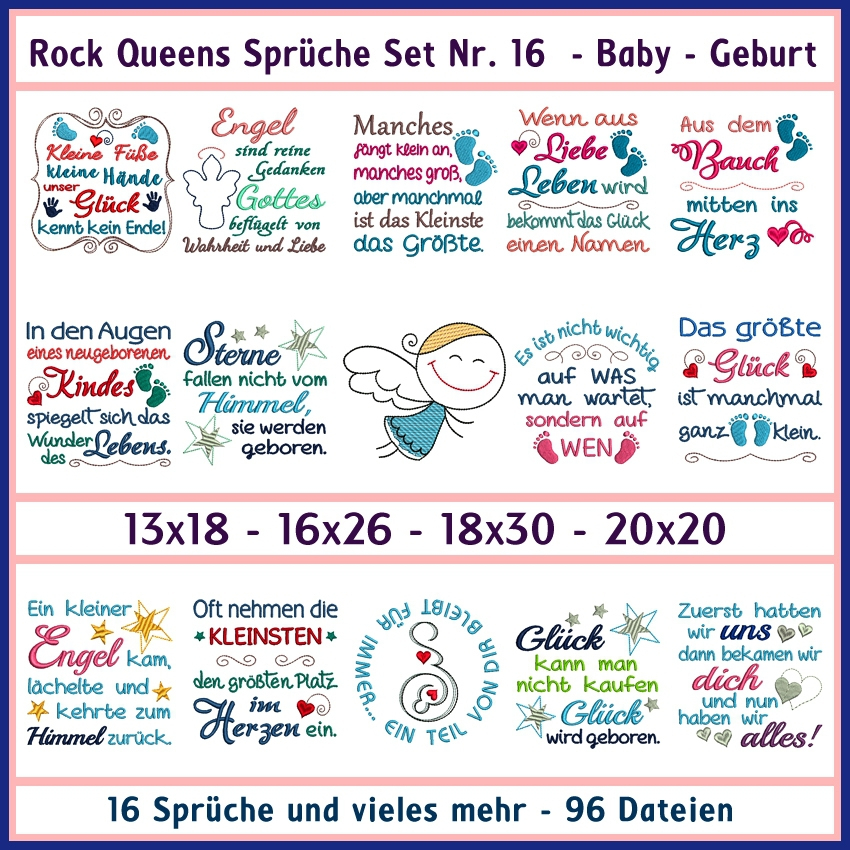 Stickdatei Rock Queen Baby-Geburt-Sprüche 16 von Stoffe Hemmers