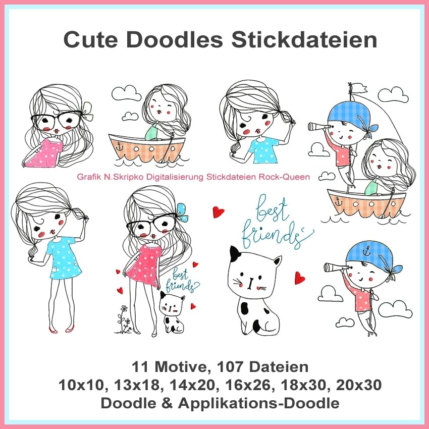 Stickdatei Rock Queen Cute Doodles von Stoffe Hemmers