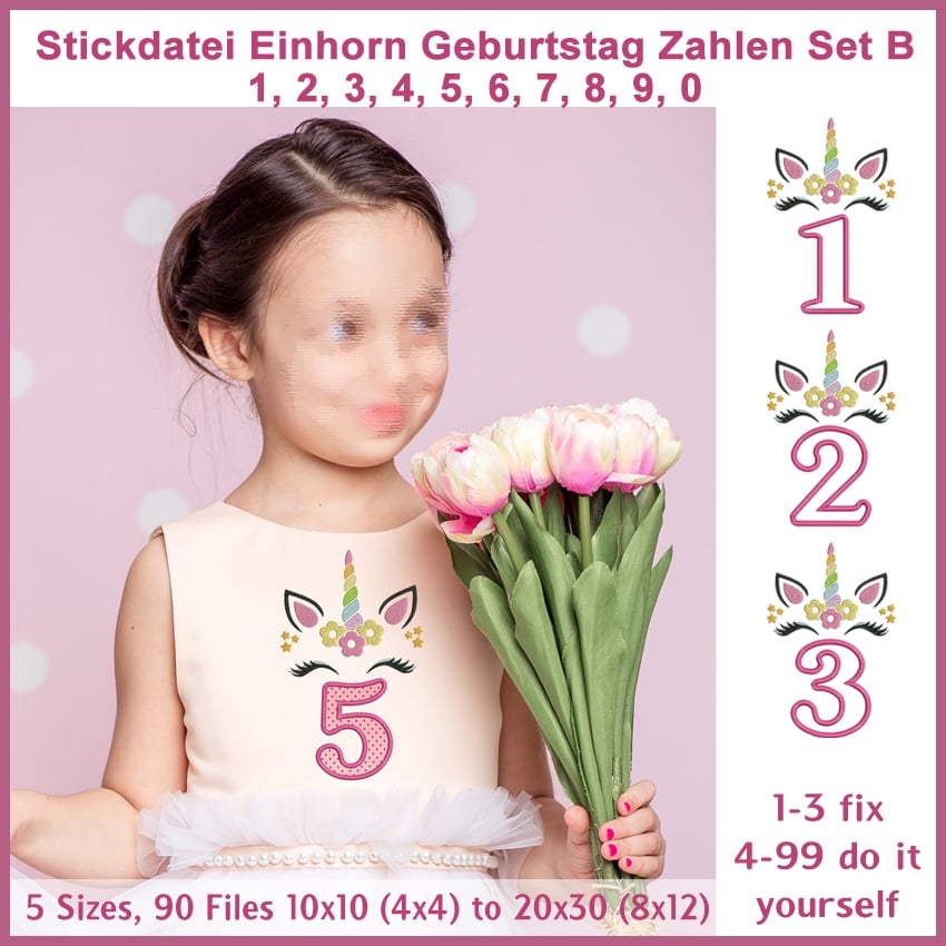 Stickdatei Rock Queen Einhorn Geburtstagsset B Stickdatei Rock Queen Einhorn Geburtstagsset B von Stoffe Hemmers