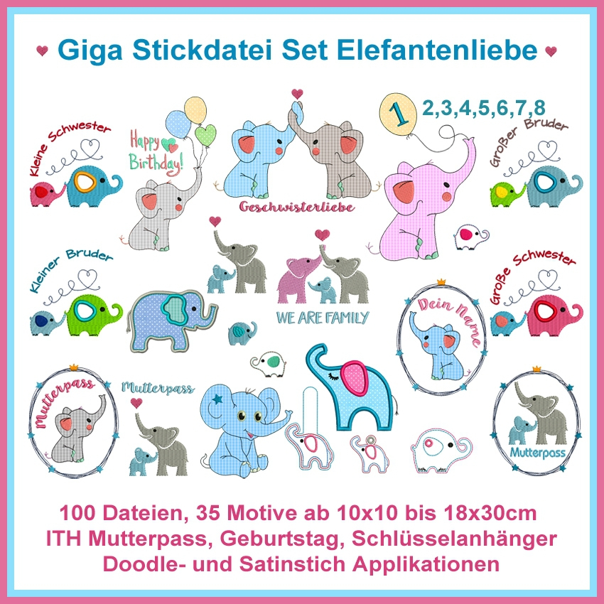 Stickdatei Rock Queen Elefantenliebe von Stoffe Hemmers