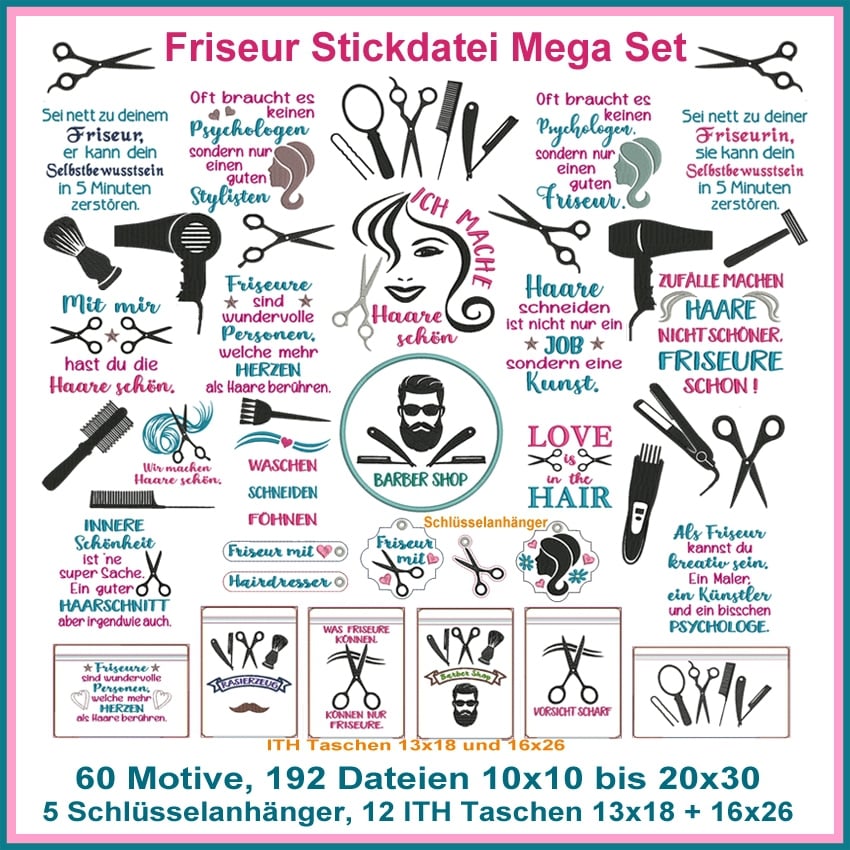 Stickdatei Rock Queen Friseur Set Stickdatei Rock Queen Friseur Set von Stoffe Hemmers