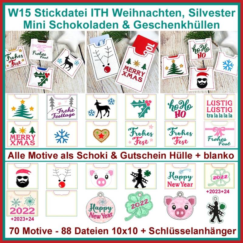 Stickdatei Rock Queen Geschenkhüllen Weihnachten, Silvester, Mini Schololaden von Stoffe Hemmers