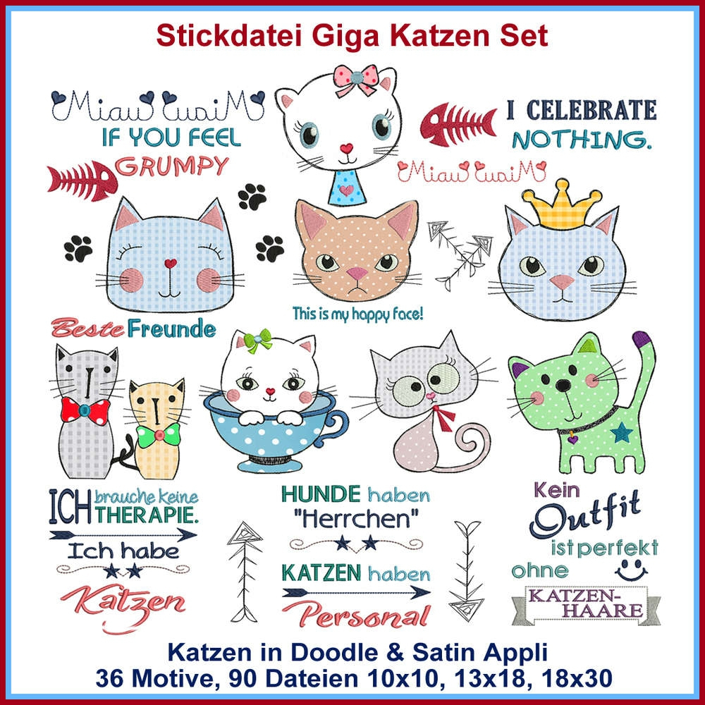 Stickdatei Rock Queen Giga Set Katzen von Stoffe Hemmers