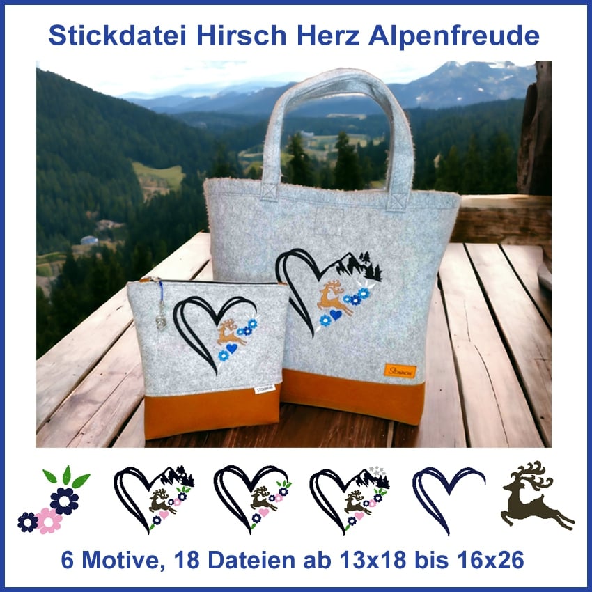 Stickdatei Rock Queen Hirsch Herzen Alpenfreunde Stickdatei Rock Queen Hirsch Herzen Alpenfreunde von Stoffe Hemmers
