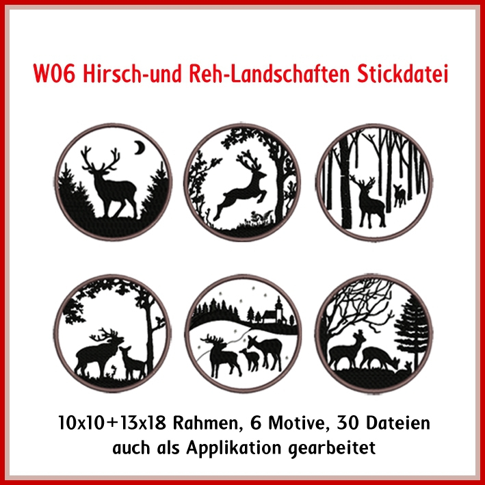 Stickdatei Rock Queen Hirschlandschaften von Stoffe Hemmers