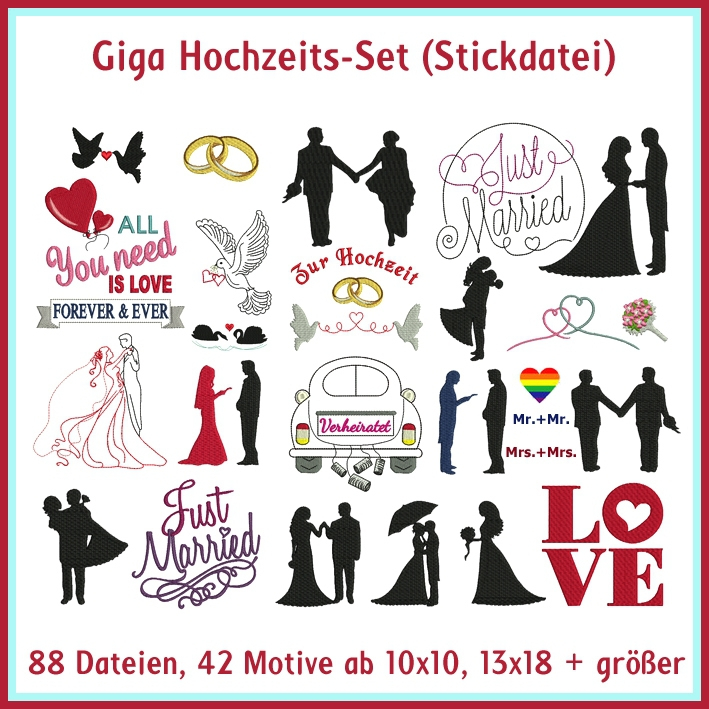 Stickdatei Rock Queen Hochzeits-Set von Stoffe Hemmers