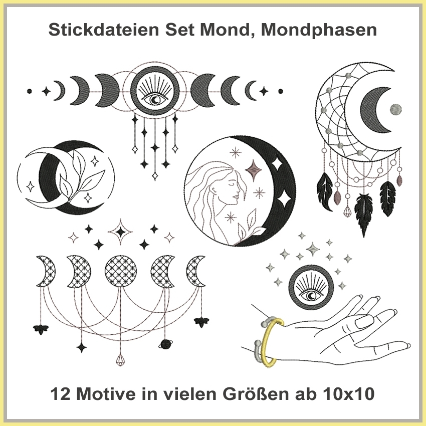 Stickdatei Rock Queen Mondphasen Stickdatei Rock Queen Mondphasen von Stoffe Hemmers