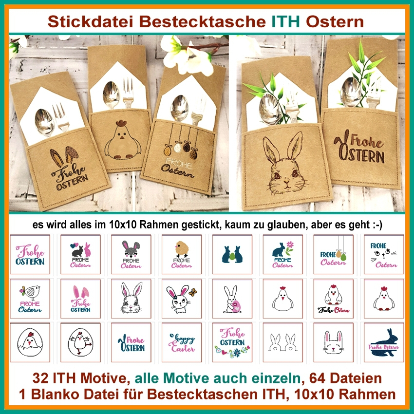 Stickdatei Rock Queen Oster-Bestecktaschen von Stoffe Hemmers