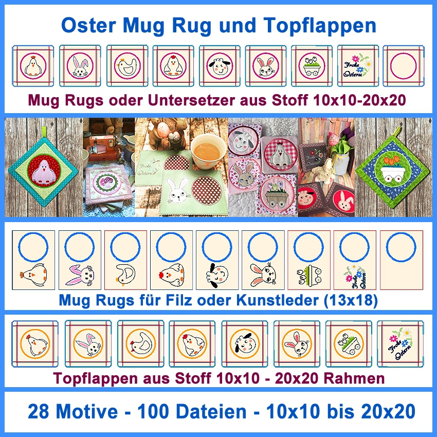Stickdatei Rock Queen Oster Mug Rug und Topflappen Stickdatei Rock Queen Oster Mug Rug und Topflappen von Stoffe Hemmers