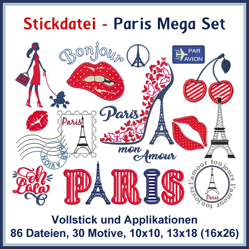 Stickdatei Rock Queen Paris Mega Set von Stoffe Hemmers