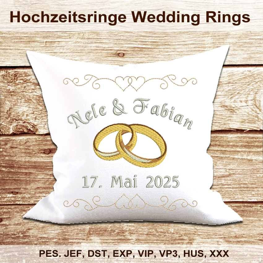 Stickdatei Rock Queen Ringe Hochzeit Stickdatei Rock Queen Ringe Hochzeit von Stoffe Hemmers