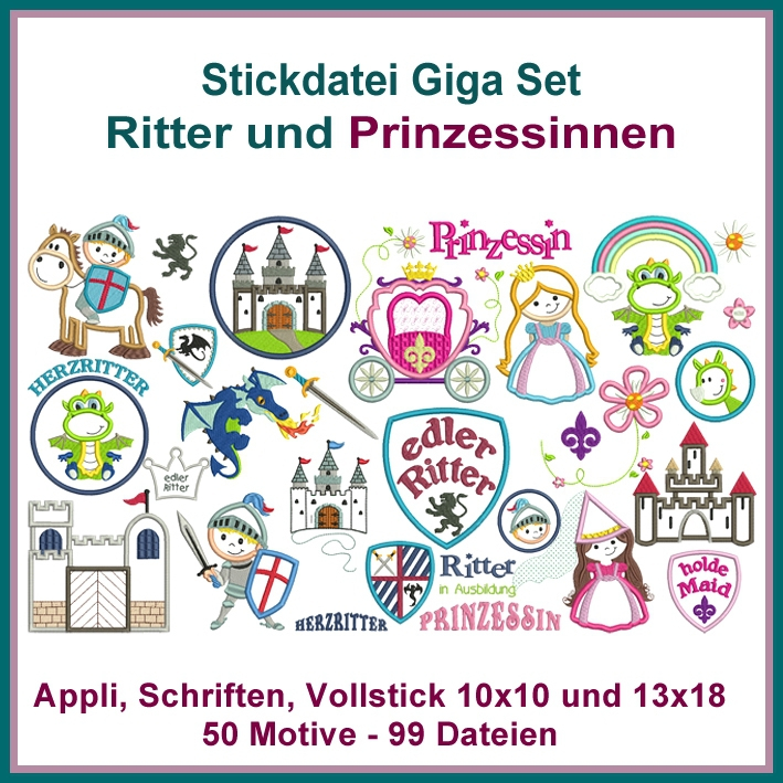 Stickdatei Rock Queen Ritter - Prinzessinnen von Stoffe Hemmers