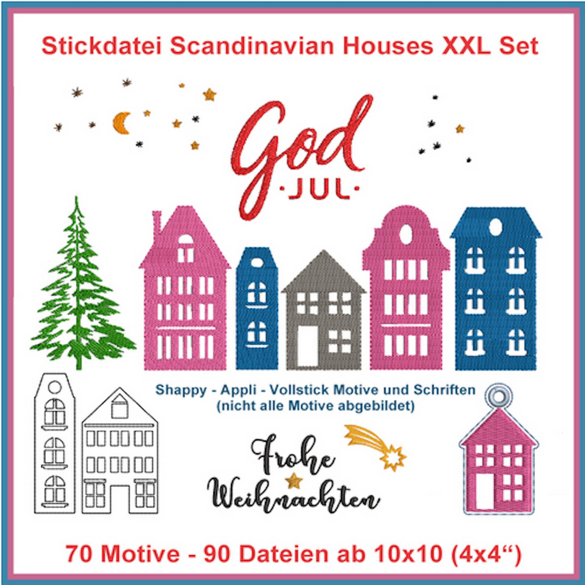 Stickdatei Rock Queen Scandinavian Houses von Stoffe Hemmers