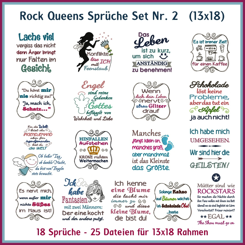 Stickdatei Rock Queen Sprüche 02 von Stoffe Hemmers