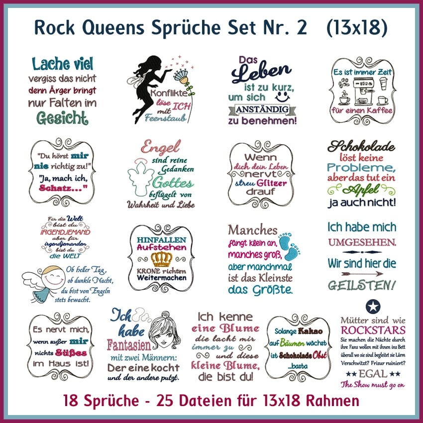 Stickdatei Rock Queen Sprüche 02 von Stoffe Hemmers