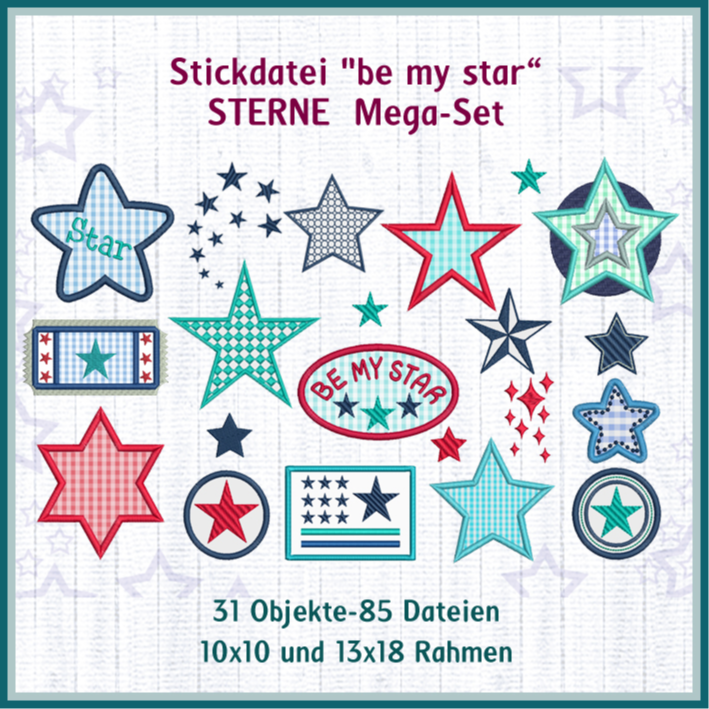 Stickdatei Rock Queen Stars / Sterne Giga-Set Stickdatei Rock Queen Stars / Sterne Giga-Set von Stoffe Hemmers