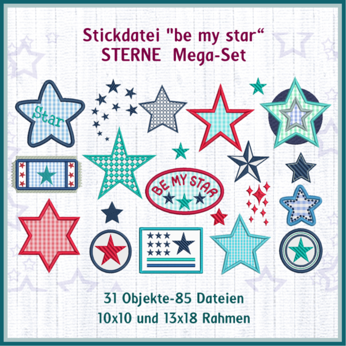 Stickdatei Rock Queen Stars / Sterne Giga-Set von Stoffe Hemmers