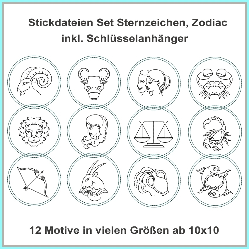 Stickdatei Rock Queen Sternzeichen Zodiac Fine Line von Stoffe Hemmers