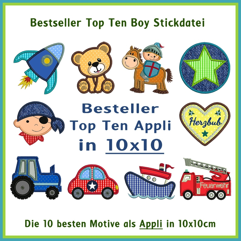 Stickdatei Rock Queen Top Ten Boy Bestseller von Stoffe Hemmers