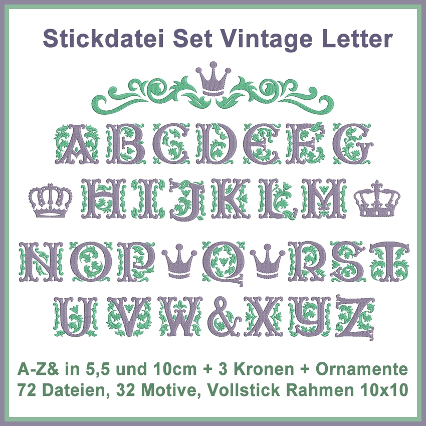 Stickdatei Rock Queen Vintage Letter von Stoffe Hemmers