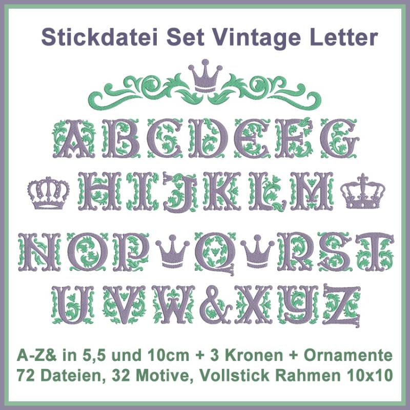 Stickdatei Rock Queen Vintage Letter von Stoffe Hemmers