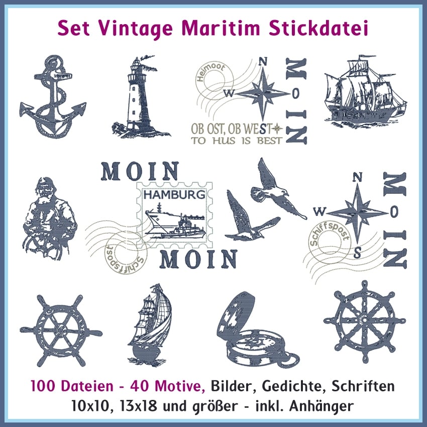 Stickdatei Rock Queen Vintage Maritim von Stoffe Hemmers