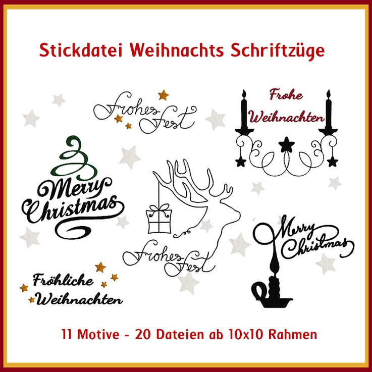 Stickdatei Rock Queen Weihnachts-Schriftzüge von Stoffe Hemmers