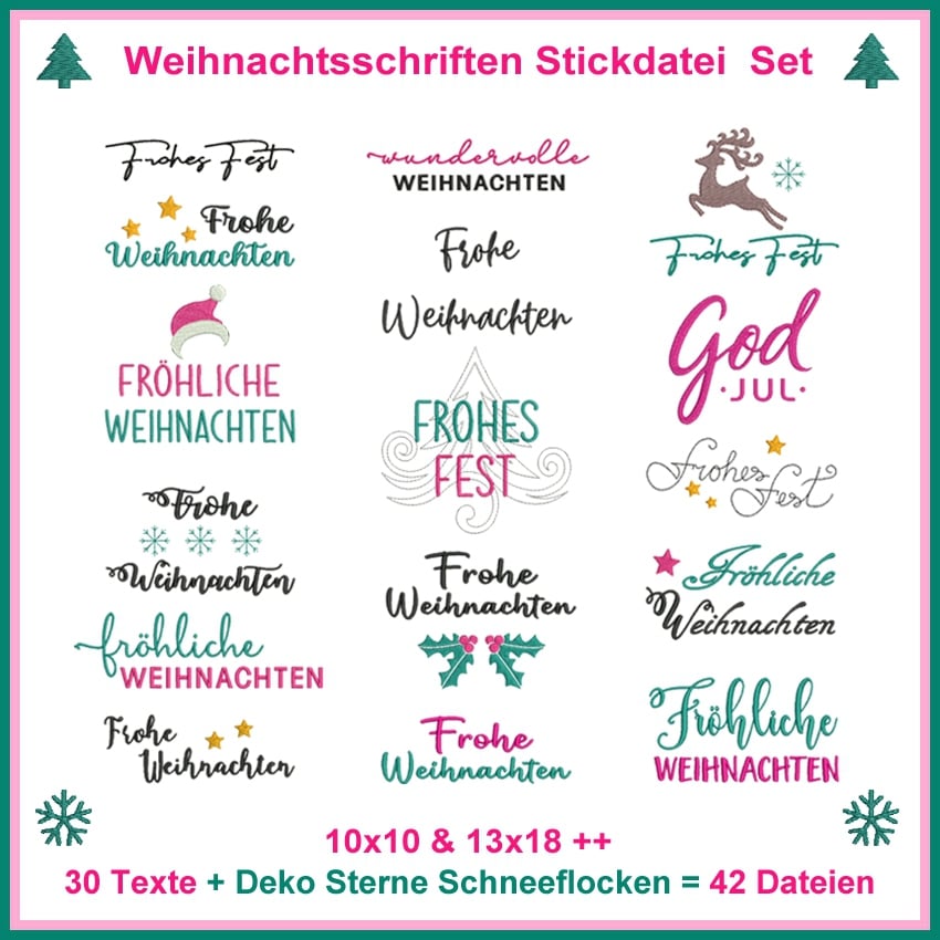 Stickdatei Rock Queen Weihnachtsschriften von Stoffe Hemmers