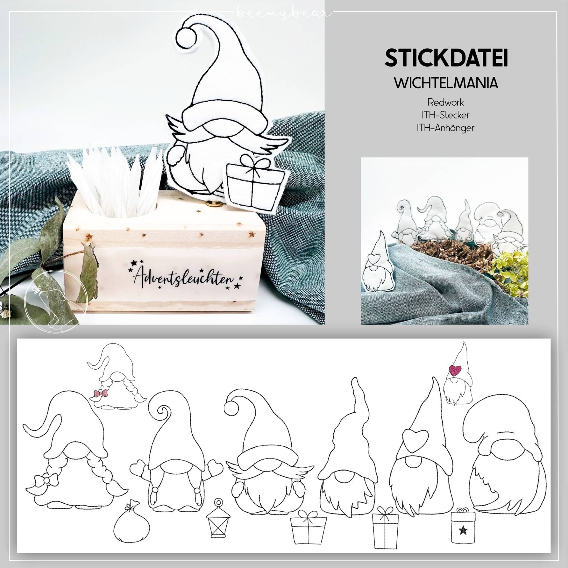 Stickdatei beemybear Wichtelmania von Stoffe Hemmers
