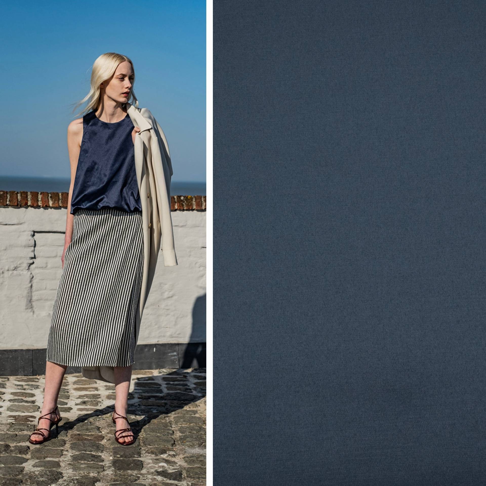 Stretch Baumwoll Mix Satin Fibre Mood, marine Stretch Baumwoll Mix Satin Fibre Mood, marine von Stoffe Hemmers