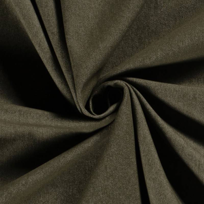 Stretch Jeansstoff, olivgrün von Stoffe Hemmers
