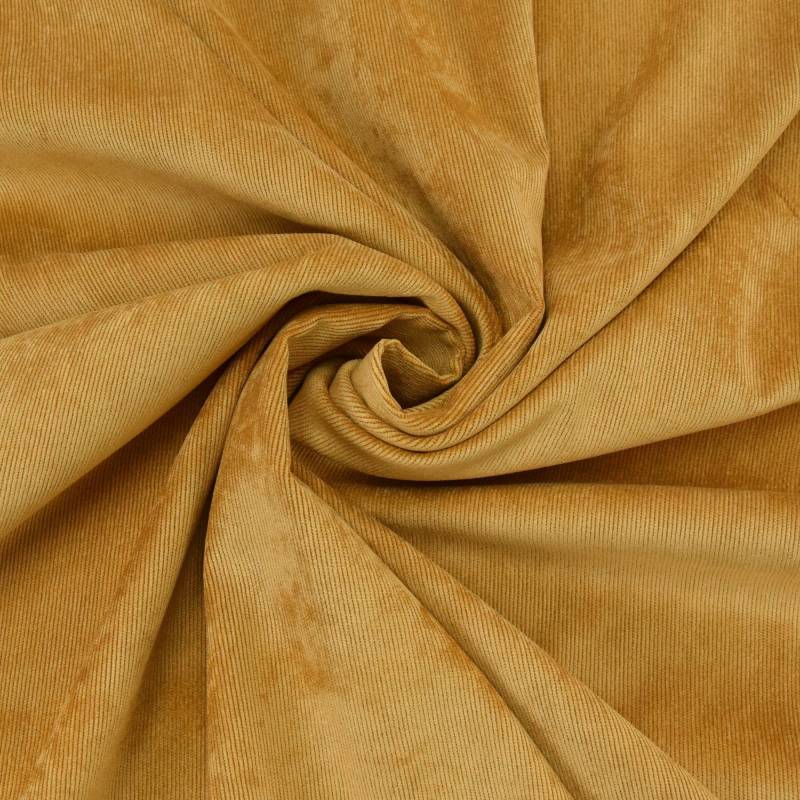 Stretch Poly Feincord, ocker von Stoffe Hemmers