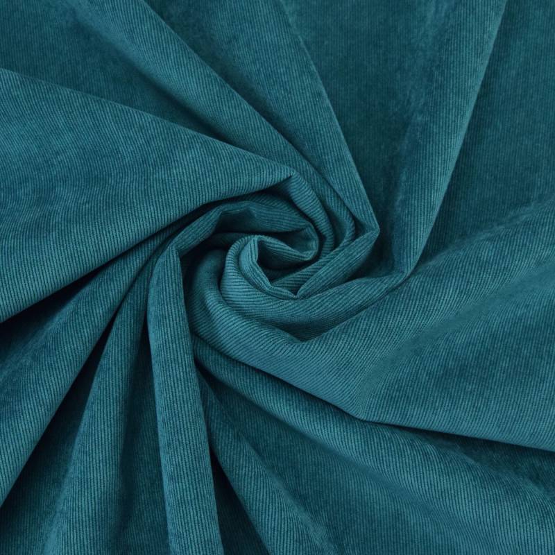 Stretch Poly Feincord, petrol von Stoffe Hemmers