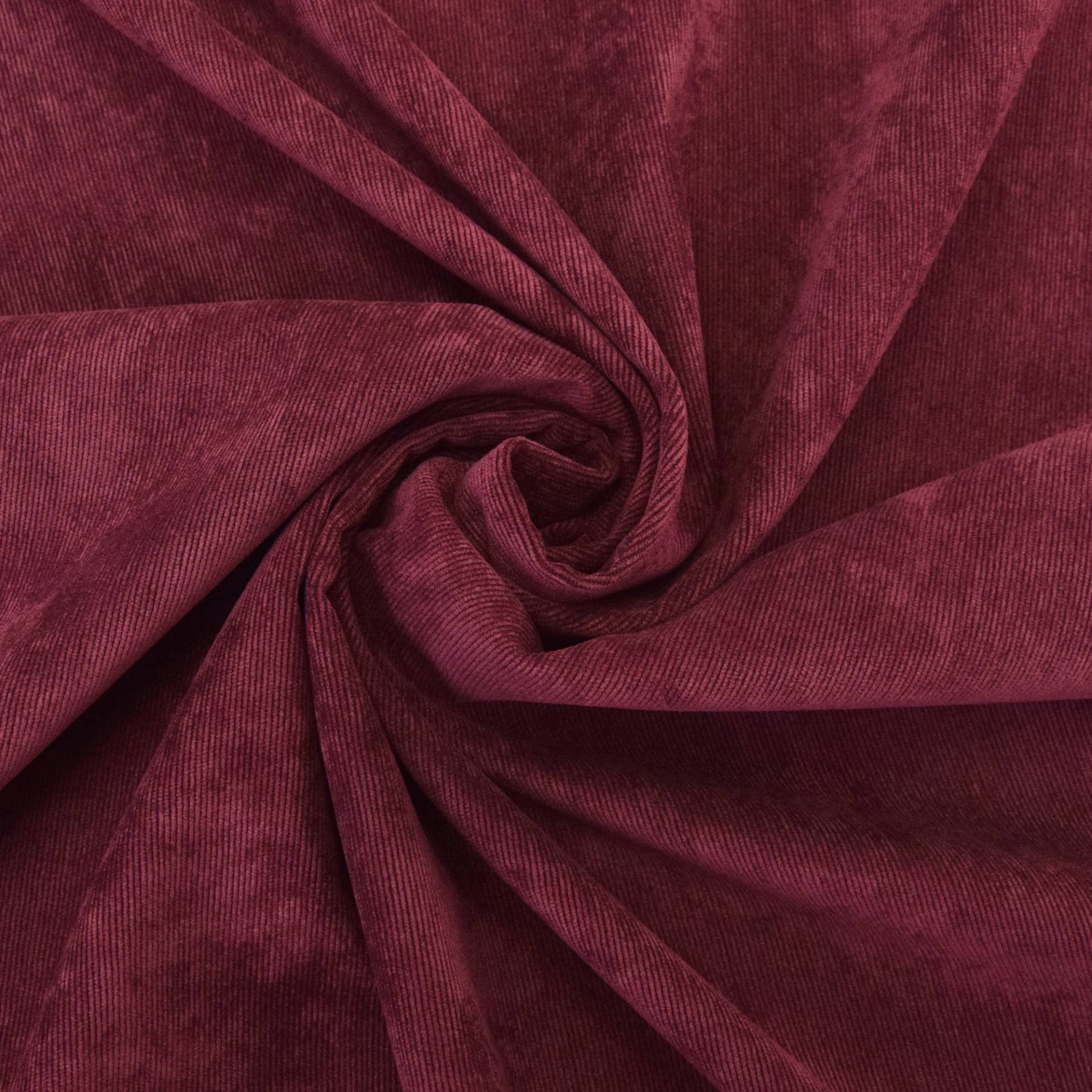 Stretch Poly Feincord, weinrot von Stoffe Hemmers