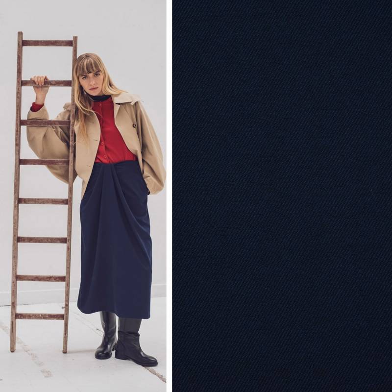 Stretch  Polyestertwill Fibre Mood, dunkelblau von Stoffe Hemmers