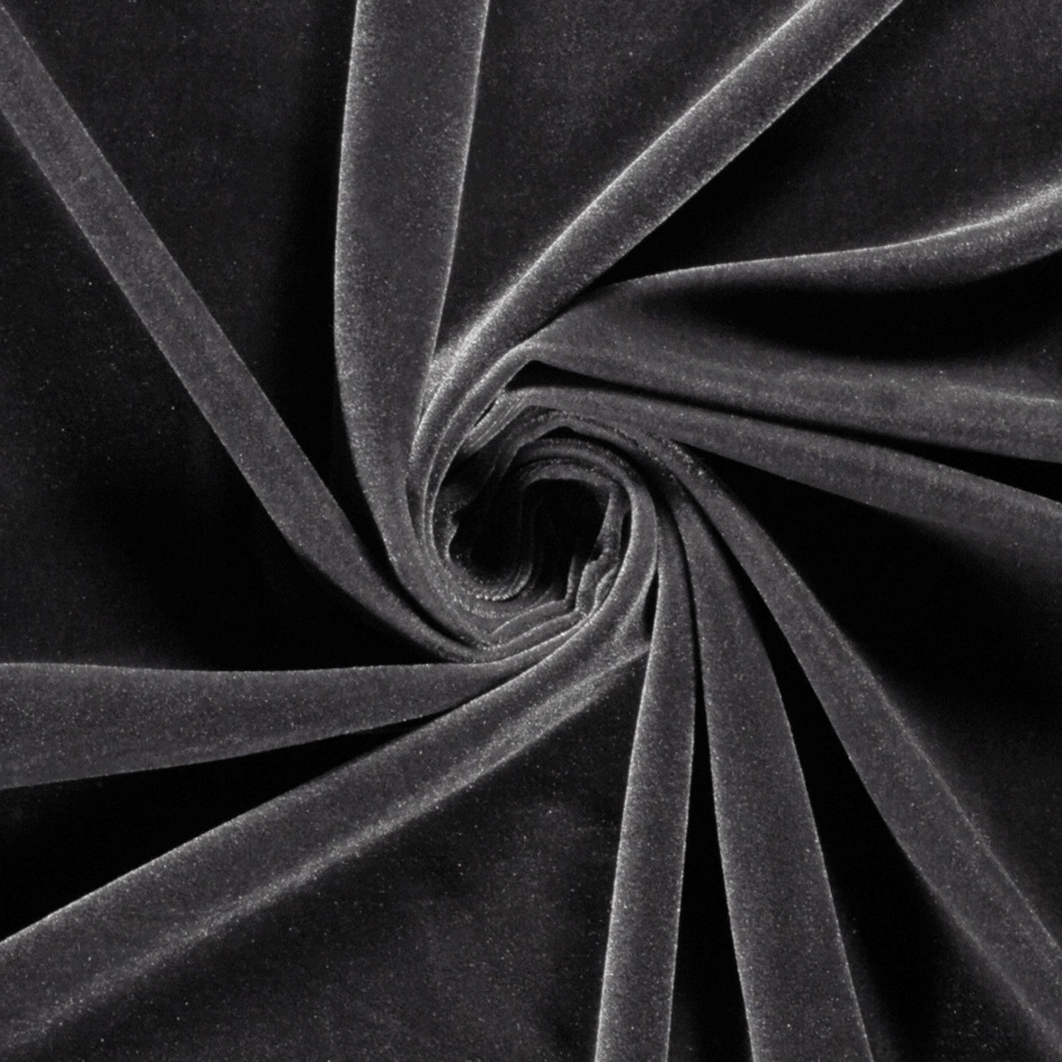Stretchsamt Velour, dunkelgrau von Stoffe Hemmers