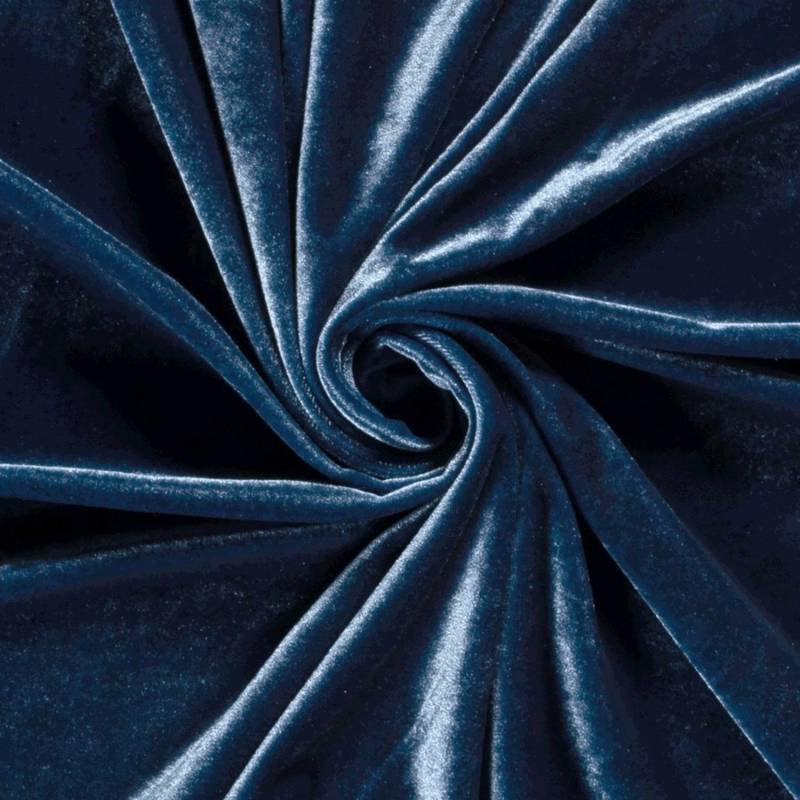 Stretchsamt Velour, jeansblau Stretchsamt Velour, jeansblau von Stoffe Hemmers