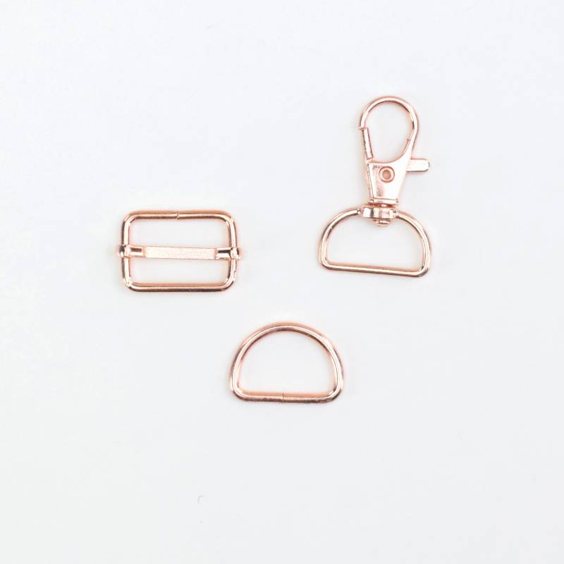 Taschen-Zubehör-Set 3 tlg. 20 mm, roségold von Stoffe Hemmers